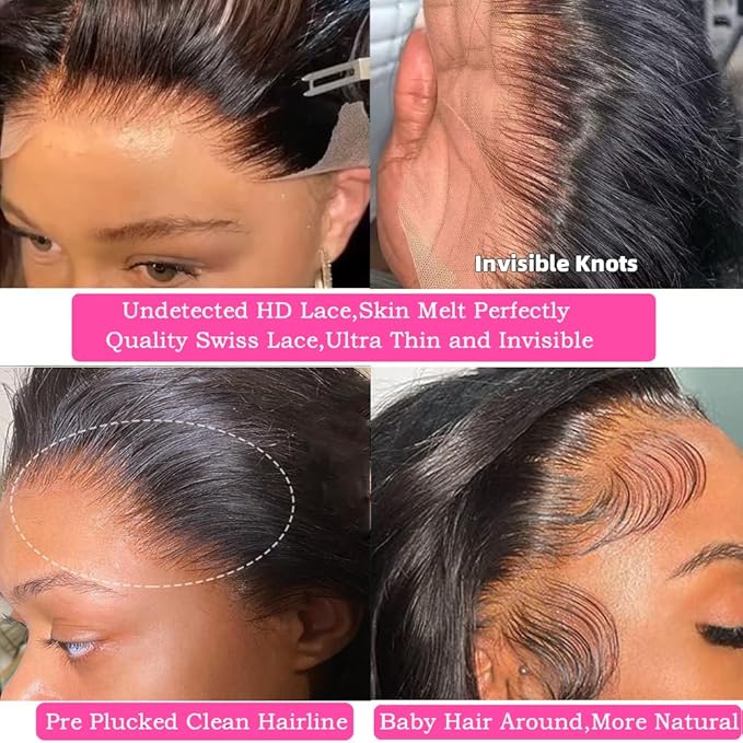 200% Density HD Lace Front Wigs Human Hair 22 Inch 13x6 Body Wave Lace Front Wigs Human Hair Glueless Frontal Wigs Pre Plucked with Natural Hairline Body Wave Wigs for Black Women
