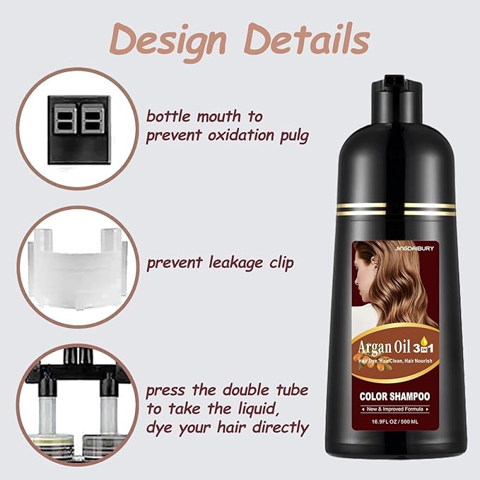 Blonde Brown Hair Dye 16.9 Fl Oz, Argan Oil Hair Shampoo, 3 in 1 Hair Dye Shampoo, Easy To Use, Semi-Permanent Hair Color Shampoo (Blonde Brown)