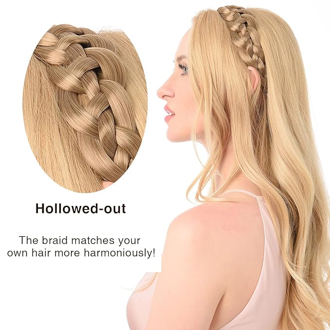 DIGUAN Hollow out Synthetic Hair Braided Headband Hairpiece Women Girl Beauty accessory for Women (Dark Gray)