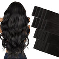 GOO GOO Invisi Edge Tape in Hair Extensions Human Hair, 1B Natural black 10pcs injected with 10pcs classical tape ins, 14inch 50g, Virgin Remy Hair, Natural Look