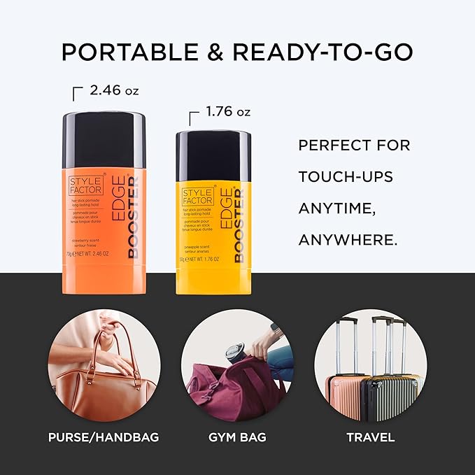 Style Factor EDGE BOOSTER Hair Wax Stick Pomade with Beeswax | Strong Hold Slick Stick for Flyaways, Edges & Baby Hair for Sleek Buns & Ponytails | Stocking Stuffers for Women Girls Teen | Lemon Berry