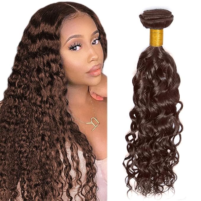 28 Inch Brown Human Hair Bundles Color 4 Water Wave Bundle Double Weft Chocolate Brown Wet and Wavy Bundle Hair Weave Niegmeag Brazilian Virgin Remy Hair Extensions