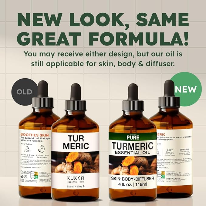KUKKA Turmeric Essential Oils - 4 Fl Oz - for Hair, Skin, Diffuser, Aromatherapy & DIY Soap Making Scent