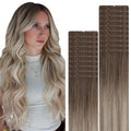 VINBAO Invisi Edge Hair Extensions Real Human Hair Tape in 50g 20pcs Balayage Ash Brown and Blonde Mixed with Ash Blonde Seamless Injection Tape in Hair Extensions 18inch #8/60/18
