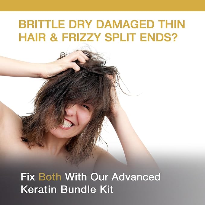 VITAMINS hair cosmetics Keratin Thin Hair Leave-In Conditioner & Hair Serum Kit - Hydrating No Rinse Nourishing Cream & Heat Protectant, Anti Frizz Gloss Boost - Pro Salon Care for Dry Damaged Hair