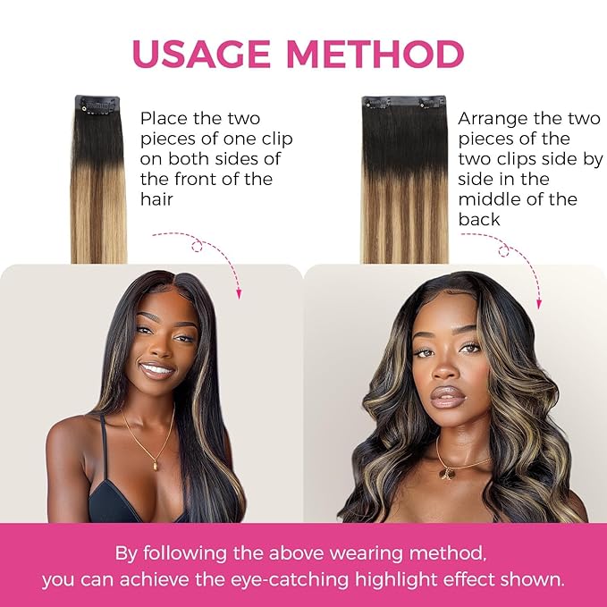 Lashey Seamless Clip in Hair Extensions Human Hair 4pcs 37g 14 Inch Straight Ombre Balayage Ash Brown Highlighted Honey Blonde with Natural Black Dark Roots