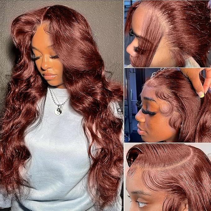 32 Inch Ginger Wig Human Hair 13X4 HD Transparent Lace Front Wigs Human Hair Pre Plucked with Baby Hair Chestnut Brown #33 Human Hair Wigs For Women