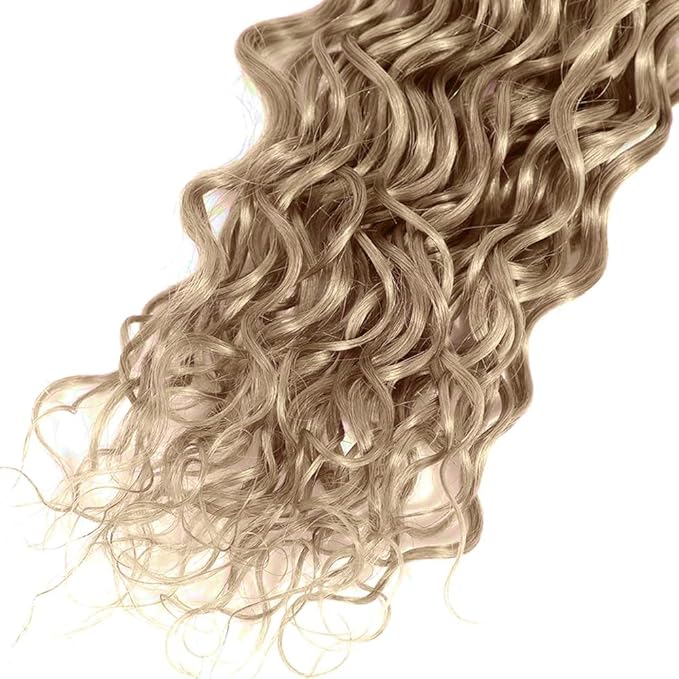 Color #22 Bundles Human Hair Ash Blonde Water Wave Bundle 22 24 26 Inch Niegmeag Color #22 Wet and Wavy Bundle Hair Weave Grey Blonde Color 300g