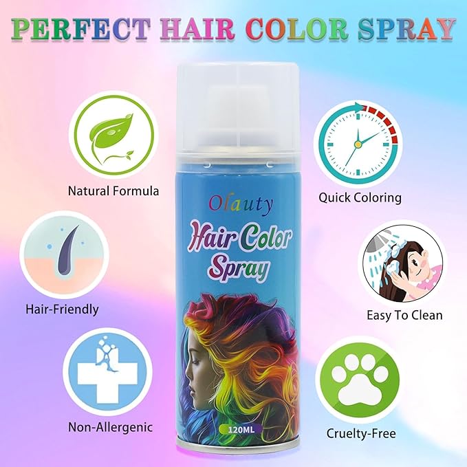 Green Temporary Hair Color Spray for Kids Women Men, One-Day Temporary Hair Dye Spray, Washable Hair Color Wax Hair Coloring Natural Non-Sticky For Christmas, Cosplay, DIY, Party (Green)