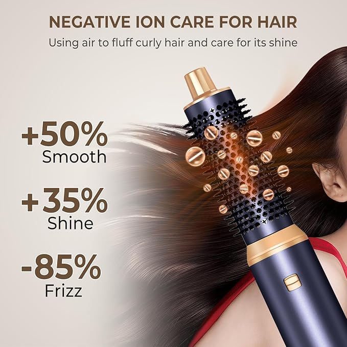 Blow Dryer Brush 5 in 1, Negative Ion Hair Dryer Brush Set Upgrade Hot Air Brush Air Styler Curling Wrap Air Curler, Curling Iron Hair Styling Tools As A Gift for Straight/Curl/Drying/Smoothing