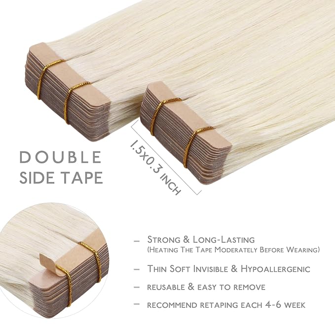 WENNALIFE Tape in Hair Extensions Human Hair, Tape Hair Extensions Real Human Hair Tape Extensions Coloured