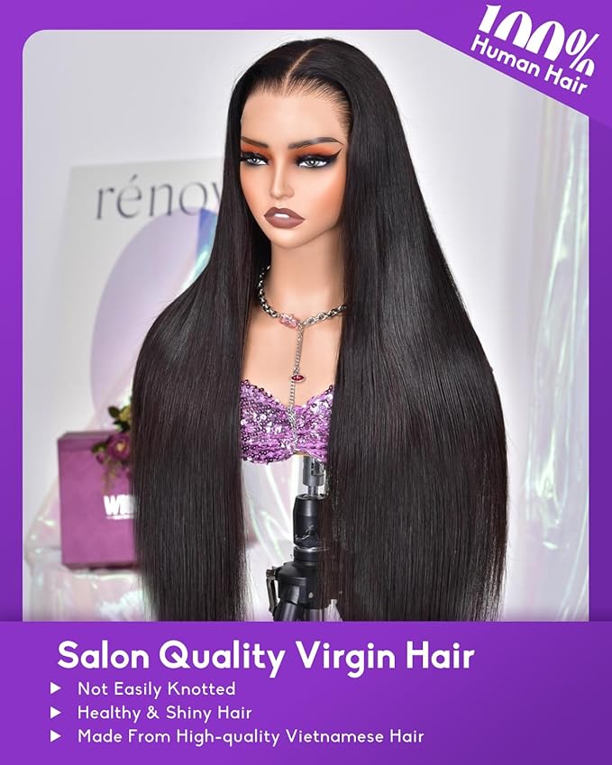9x6 SKINLIKE Real HD Lace Closure Wig, Straight 180% Density 0.10mm Ultra-thin Swiss Lace Pre-plucked Bleached Small Knots With Baby Hair Glueless Wigs Human Hair 20 Inch