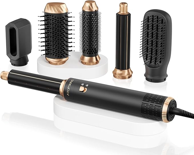 6 in 1 Blow Dryer Brush Set & Hot Air Styler, Negative Ionic Hair Dryer Brush Hair Styling Tools for Fast Drying Straightening Curling Voluming, Ideal Gifting for Women (Black)