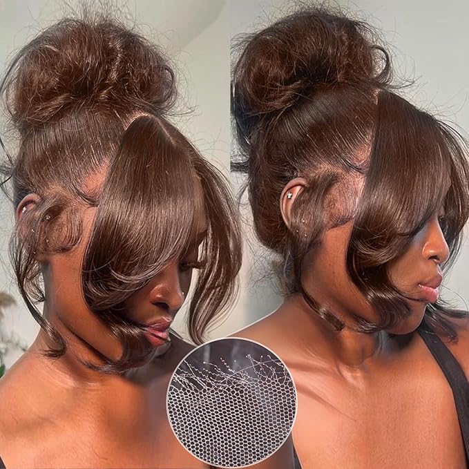2x6 Skinlike Real HD Lace Closure Chocolate Brown Human Hair Wig 0.095mm Ultra-thin HD Lace 15A Brazilian Body Wave Virgin Human Hair Lace Closure Wigs For Black Women (30 Inch)