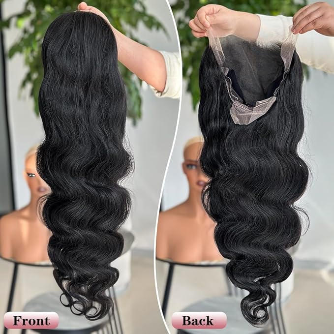 13x6 Body Wave Human Hair Lace Front Wigs180% Density HD Lace Frontal Wigs Human Hair Pre Plucked Body Wave Lace Front Wigs for Women with Baby Hair Black Color 22Inch