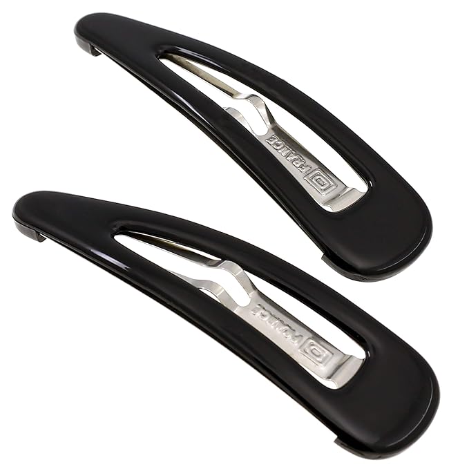 Camila Paris AD90/2 French Hair Barrettes Clips, Snap Hair Slides Clic Clac for Women, Styling Girls Side Slide-in Metal Snap Pin Hair Accessories for Women. Strong Hold, No Slip Grip, Made in France