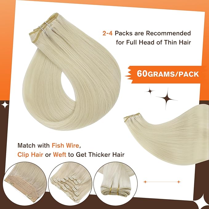 Full Shine Human Hair Extensions Clip ins Blonde Hair Extensions Real Human Hair Blonde Clip in Hair Extension Natural Straight With Lace Weft 12 Inch for Short Hair Softness 3 Pcs 60 Grams