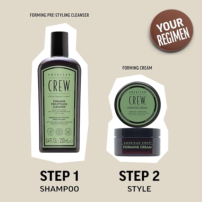 American Crew Men's Hair Forming Cream, Like Styling Gel with Medium Hold & Shine, Travel Size, Stocking Stuffer for Him, 1.7 oz