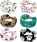 6 Pcs Stretchy Headbands for Women, Absorbed Sport Headband Soft Twist Knotted Headbands for Daily Life Yoga Workout, Dogs Collection Multi Animal