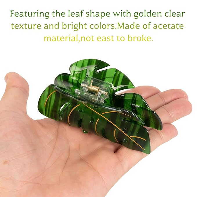 Hair Clips for Women,3.5 Inch Leaf Acetate Strong Hold Hair Claw Clip,Unique Cute Stylish Hair Accessories Winter Decor New Year Birthday Gift for Girls Wife Mother Family Thick Thin Hair(3 PCS)