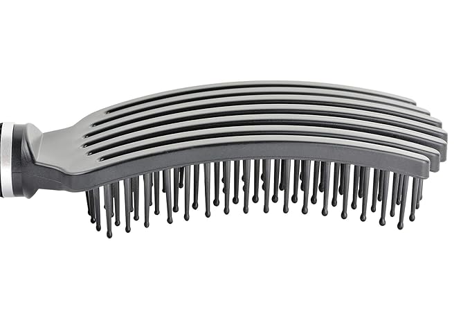Premium Tangle Buster Brush – Soft Nylon Travel-Friendly Bristles – Long Durable Rubber Handle – Ideal for Wet and Dry Hair & Easy Grooming, Black Color