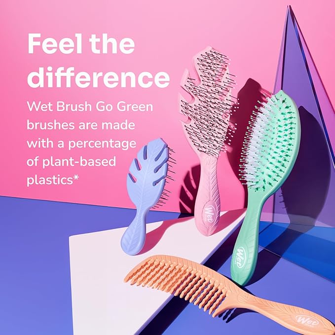 Wet Brush Go Green Curl Detangler Hair Brush, Black, Ultra-Soft IntelliFlex Detangling Bristles Glide Through Tangles with Ease, Great For Curls, No Split Ends & Pain-Free for Wet or Dry Hair
