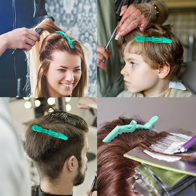 Ondder 14 Pcs Lake Blue Alligator Hair Clips for Styling Sectioning Large Salon Pro Hair Clips Barber Clips for Coloring Cutting Big Salon Clips for Hair Styling Accessories for Women Men Girls Teens