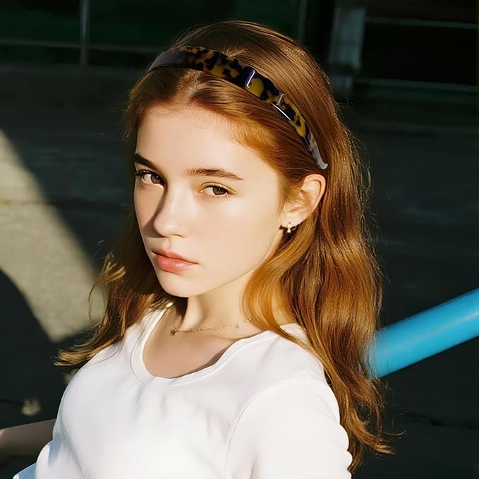 Acetate Hairbands for Women - Non-Slip Thin Headbands with Teeth, Eyewear-Friendly Design, 90s Retro Hair Accessories, No Pressure & No Headache Sunglasses Headband (Tortoiseshell)