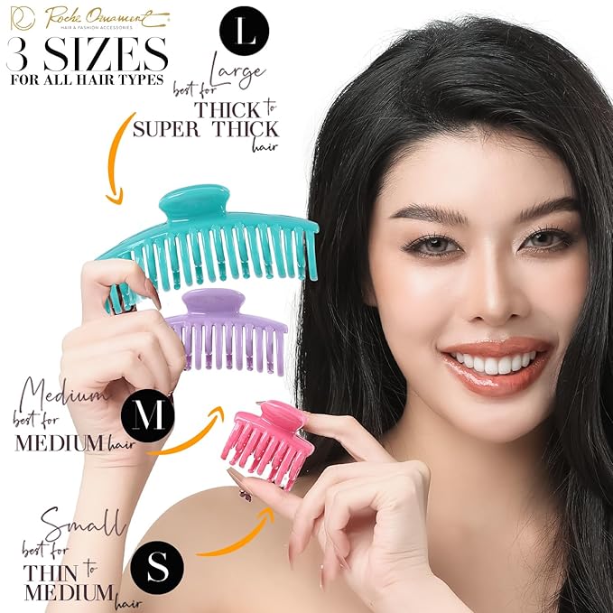 RC ROCHE 6 Pcs Double Claw Hair Clip Tooth Claw Clip Grip Tooth Jaw Clamps Thin Fine Hair Strong Hold No Slip Undo Clutchers for Women, Small Pastel