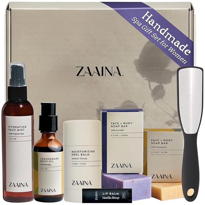 ZAAINA Wellness Spa Kit - Christmas Holiday Gift Basket for Women, Relaxing Spa Gifts for Her, Self Care Kit for Mom Wife Friend, Pampering Home Spa Package, Birthday Gifts for Women, Holiday Spa Day