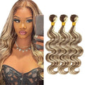 Highlight Bundles Human Hair Blonde Body Wave Bundle Niegmeag Brazilian Virgin Remy Hair 3 Bundles 18 20 22 Inch 2 Tone Blonde and Brown Body Wave Bundle 300g