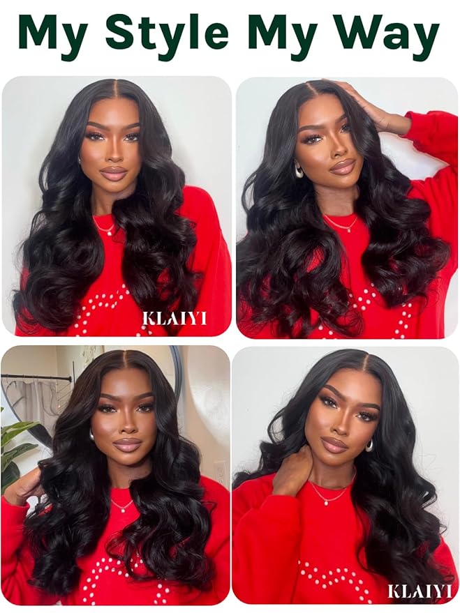 KLAIYI Body Wave Bye Bye Knots Glueless Wig 7x5 Pre Cut Lace Front Wigs Human Hair Wear and Go Wigs for Beginners Pre Bleached Pre Plucked Pre Everything 3S Easy to Ready to Wear Loose Wave Wig 22Inch