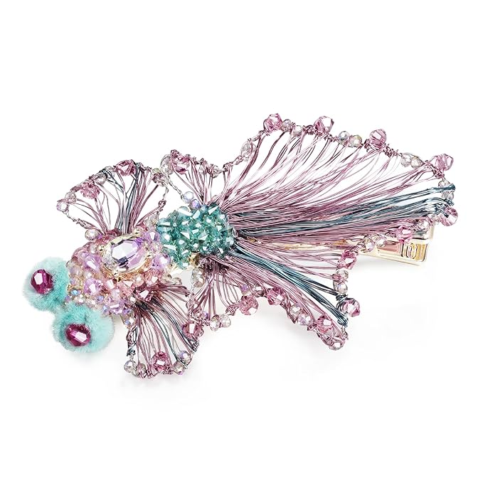SHE'S FREE STYLE JUST FOR YOU Oriental Elegant Goldfish Hair Clip, Luxurious Handmade Weave Hairpin for Women, Unique Goldfish Design, Side Clip for Bangs, Small Luxury Accessory