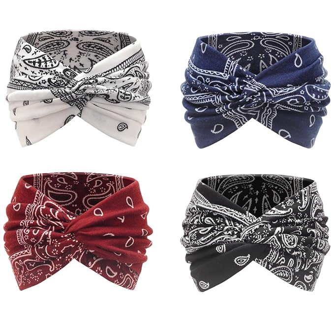 Extra Wide Headbands for Women Large Turban Headband Non Slip Boho Elastic Hairband Hair Twisted Knot Head Bands Accessories