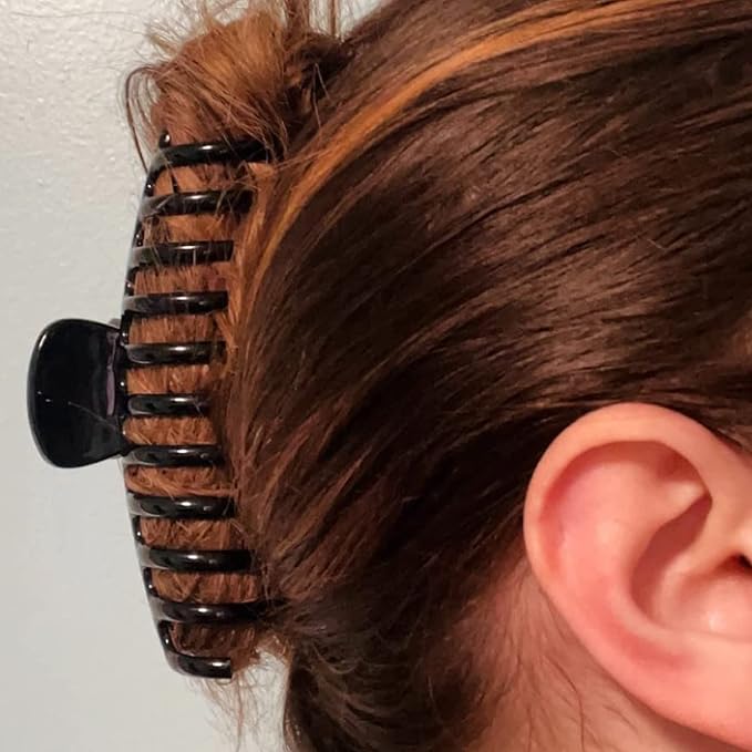 Jumbo 5.5 Inches Hair Clips for Extra Thick Hair - Long Butterfly Hair Accessories for Women, 2 Counts (Black and Clear)
