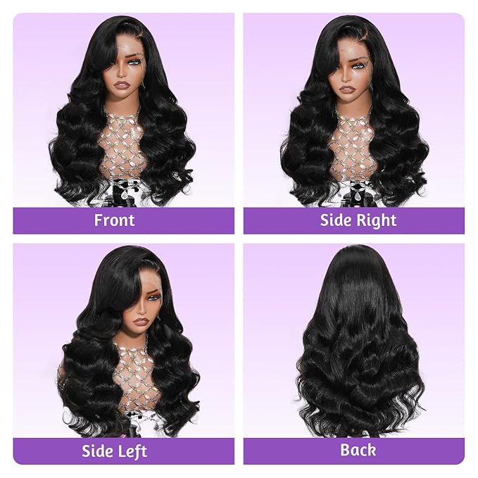 13x4 Full Frontal Wig SKINLIKE Real HD Lace Wig 0.10mm Ultra-thin Invisible HD Lace Front Wigs 200% Density Body Wave Vivid Hairline Bleached Knots 15A Brazilian Human Hair Wig Frayed Ends 28 Inch