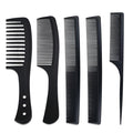 5 Piece Carbon Fiber Styling Hair Comb Set Detangling Black Professional Comb Set Wide Tooth Comb Fine Pro Tail Combs, Dresser Hair Comb Styling Comb for Men and Women Curly, Straight, or Long Hair