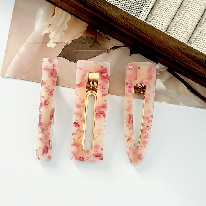 12 Pieces Acrylic Resin Marble Hair Clips Set, Decorative Pearls Hair Barrettes Sweet Decorative Bobby Pins Hairpin Headwear Hair Accessories Headwear for Women and Girls…