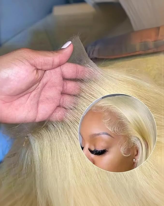 Real Hd 613 13x6 Lace Front Wig Human Hair Pre Plucked Bleached Knots 200% Density 0.10mm Ultra-Thin Invisible Lace Blonde Wig Human Hair Body Wave For Women 24 Inch