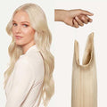 Luxy 100% Remy Human Hair – Halo Clip-In Hair Extensions –Natural Looking Volume & Length - One-Piece - Easy 5-Min Application 150 grams 12" Platinum Blonde Halo