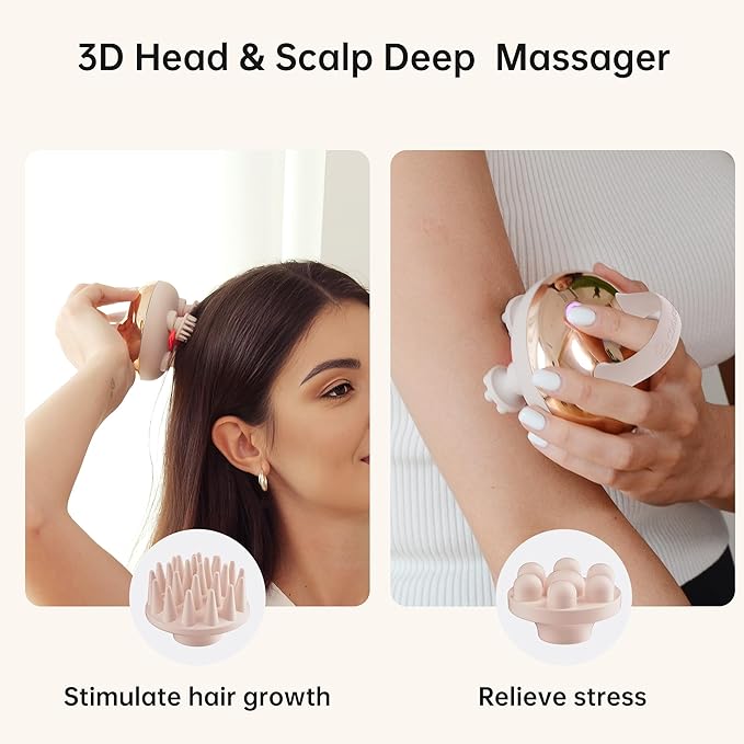 COMFIER Scalp Massager Head with 8 Claws,3 kneading Modes,Waterproof Hair Massage for Deep Cleansing,Cordless Body Cat Head Scratcher,Christmas Gifts for Women,Men