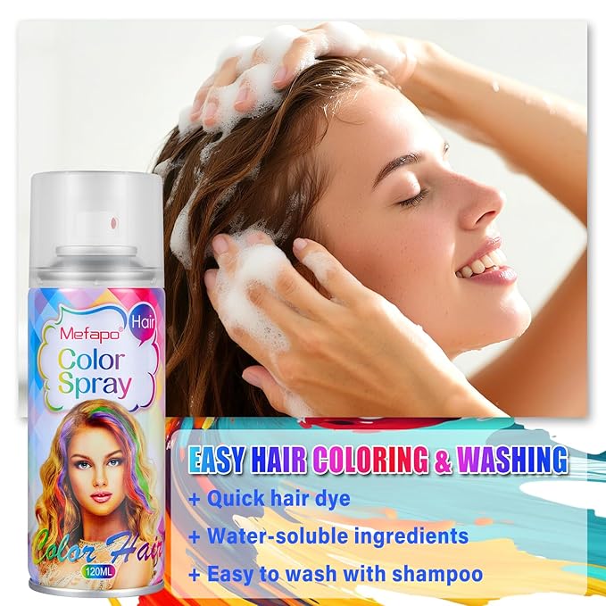 Black Hair Spray Temporary Hair Color Spray for Kids Women Men, Temporary Hair Dye, Root Touch Up Hair Color Dye,Washable Hair Spray Wax for Party Makeup, Halloween, Cosplay(120ML)