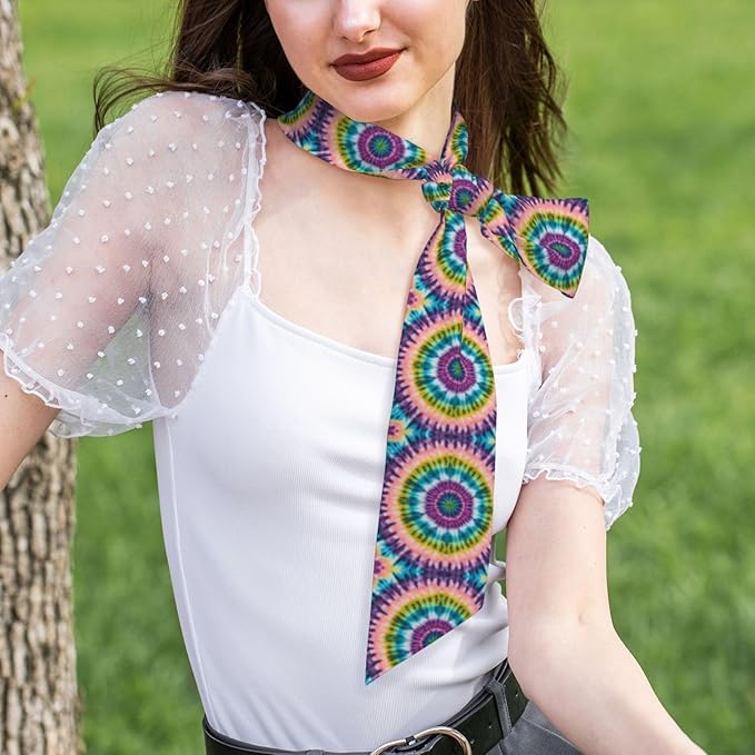 Headband Head Hairband for Women Girls Lady, Fashion Multi Style Neck Scarf Running Workout Sweat Band Headbands NecHairband Neck Sash Hair Decor, Colorful Tie Dye Art