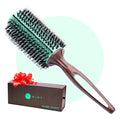 MINT Eco-Friendly Boar Bristle Round Brush for Blow Drying | Durable Blowout Styling for All Hair Types | Ceramic Round Brush with Hand-Crafted Wooden Handle (40 mm)