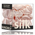 Suncdelv Silk,100% Silk Scrunchies for Hair,22 Momme Hair Ties for Anti-Crease & Breakage,Natural Women Hair Accessories，Fashion Hairbands 3PCS（Pink）