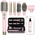 ELLA BELLA® 6-in-1 Hot Air Styler Pink & Heat Protectant Spray • Powerful Hair Dryer Set for Fast Curling, Volumizing, Straightening • Includes Travel Case • UV Shield & Nourishing Hair Care