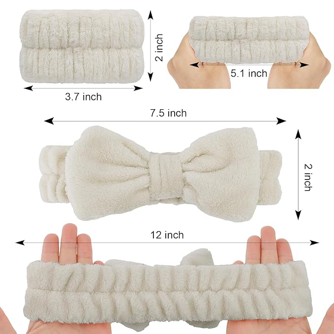 Casoty 6 Pcs Soft Coral Fleece Headbands for Makeup, Facial Care, Shower and Yoga