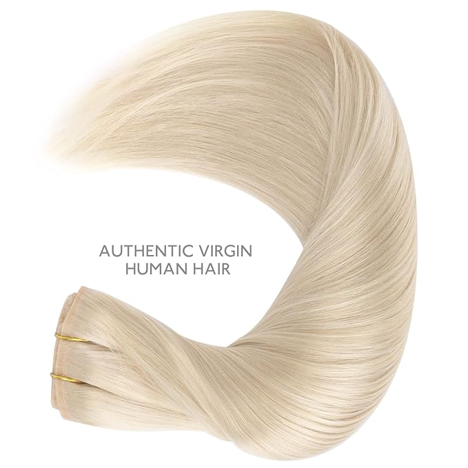 WENNALIFE Seamless Clip In Hair Extensions Human Hair, 24 Inch 160g 7pcs Platinum Blonde Real Hair Extensions Clip in Human Hair Invisible PU Skin Weft Natural Remy Human Hair Extensions