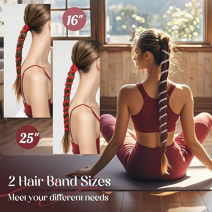 3 Packs Ponytail Holders Hair Ties for Women, Spiral Pony Tails Elastic Braided Hair Holders for Gym Swimming Sports (3pcs16"colorful02)