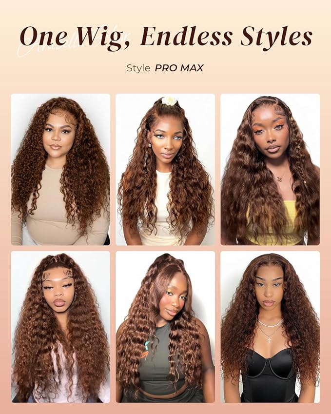 Arabella 13x6 Chocolate Brown Wigs Human Hair Deep Wave Lace Front Wigs Human Hair 4# Brown Deep Curly HD Lace Frontal Wigs for Women Pre Plucked with Natural Hairline 20 Inch